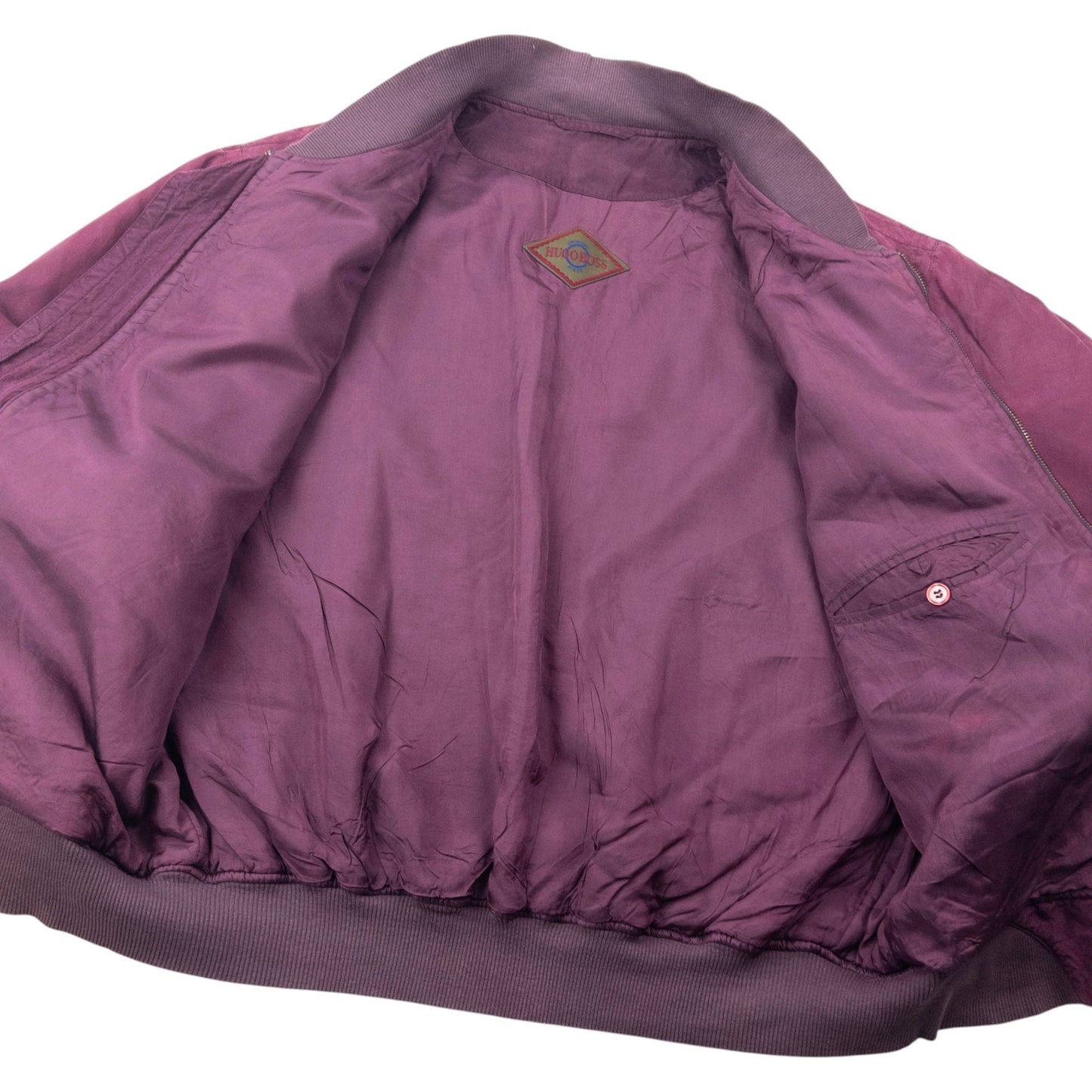 Vintage 90s Hugo Boss Silk Bomber Jacket Size XXL | XXL, Purple
