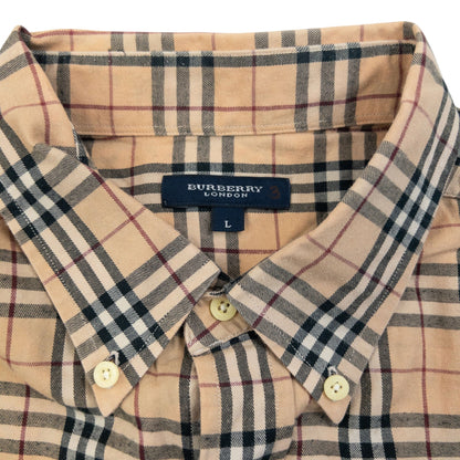 Vintage 2000s Burberry Nova Check Long Sleeve Button Up Shirt Size L | Large, Beige