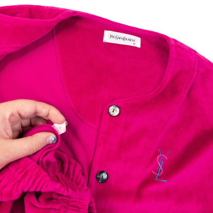 Vintage 90s YSL Yves Saint Laurent Velour Lounge Set Womens Size M | Medium, Pink