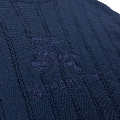 Vintage 80s Burberry Embroidered Wool Jumper Size M