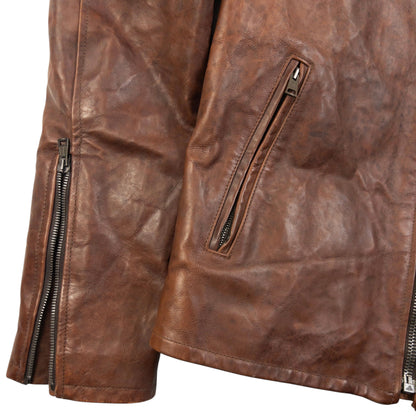 Vintage 2009 CP Company Zip Up Leather Jacket Size S | Small, Brown