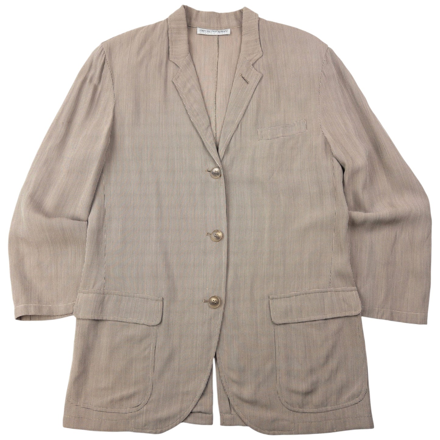 Vintage 90s Emporio Armani Pattern Blazer Jacket Size M | Medium, Beige