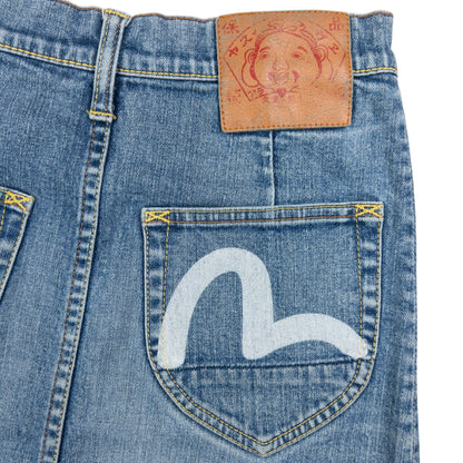 Vintage Evisu Double Gull Japanese Denim Skirt Womens Size S