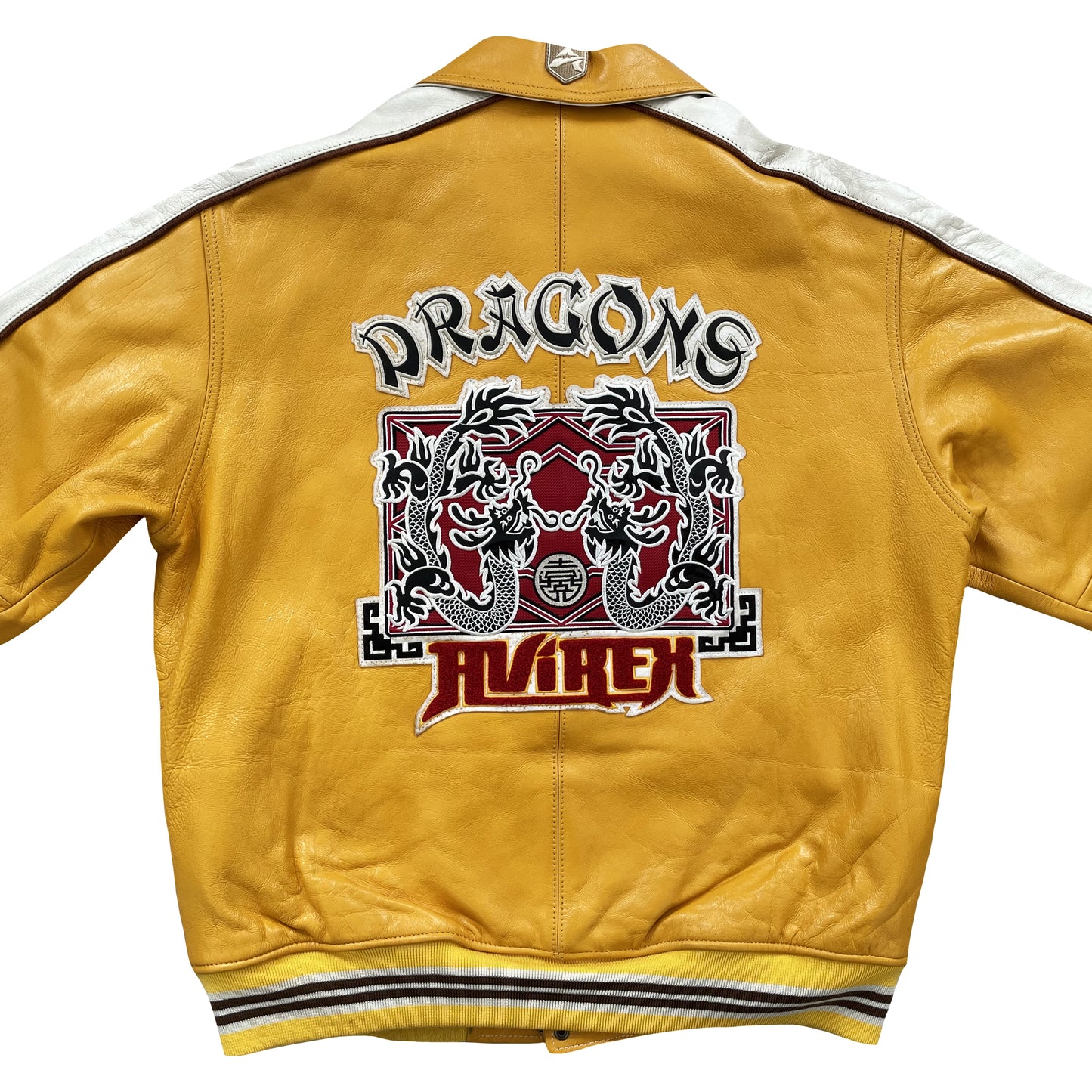 Avirex Twin Dragons Leather Varsity Jacket - L