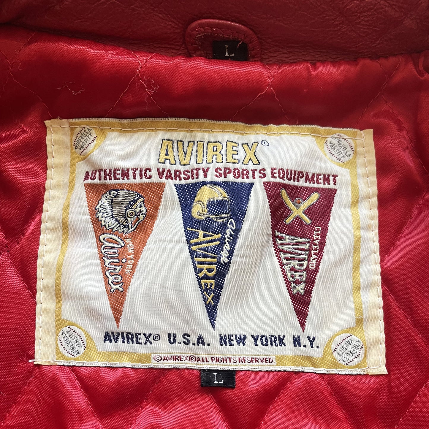 Avirex New York Lions Leather Varsity Jacket - L