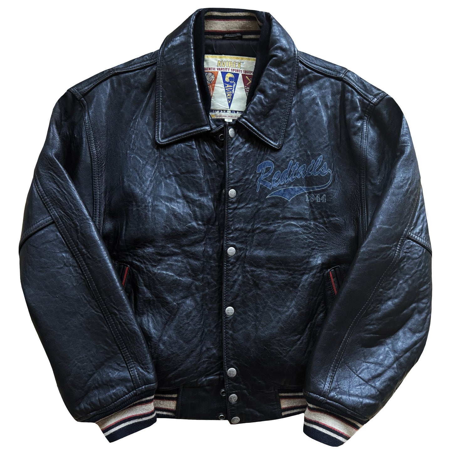 Avirex 'Red Tails' Leather Varsity Jacket - S