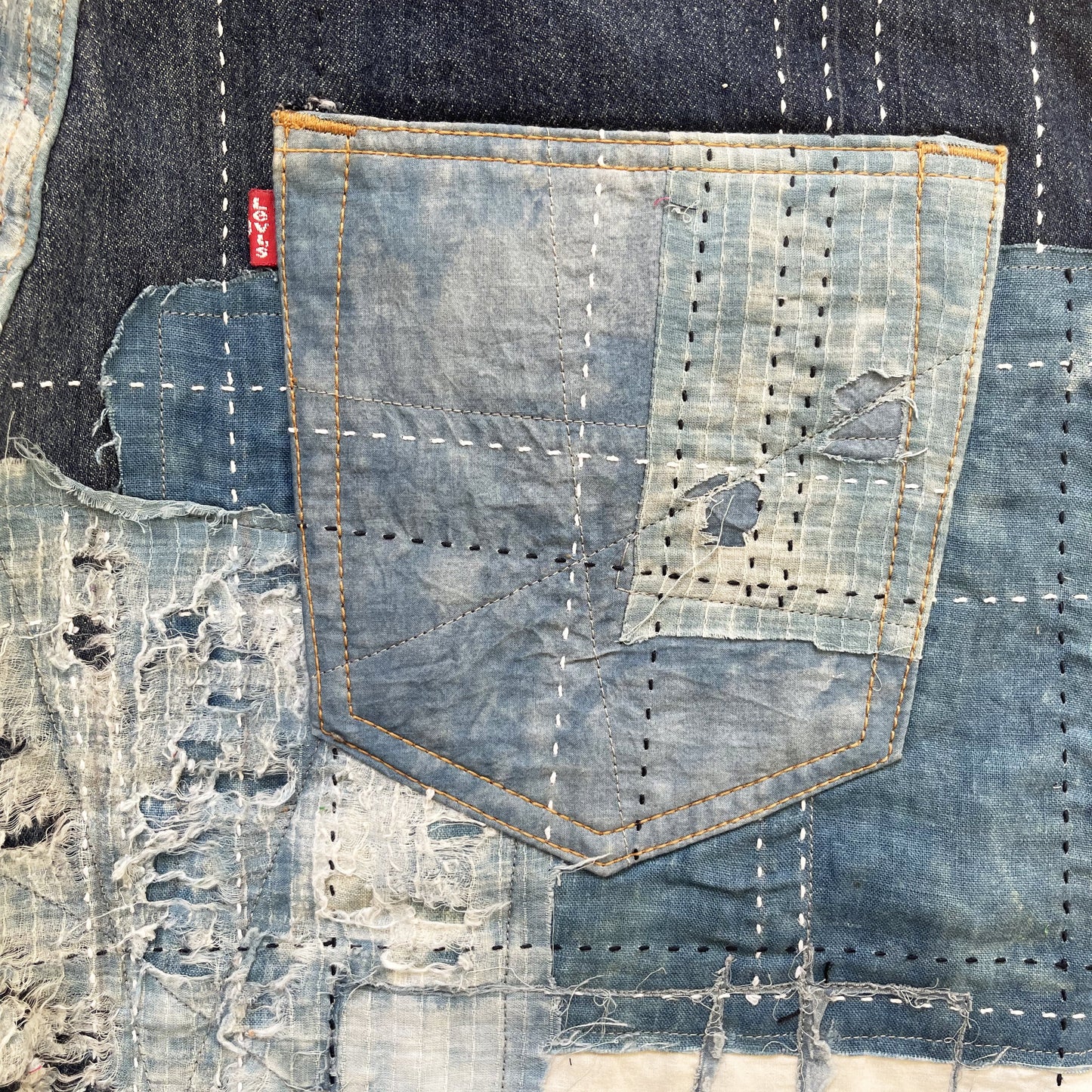 Boro Sashiko Distressed 501 Jeans - W36"