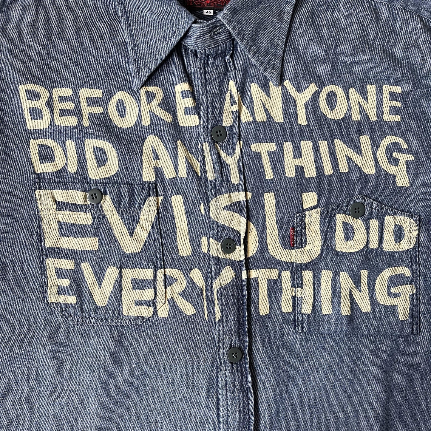 Evisu Script Denim Long Sleeve Shirt - L