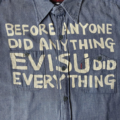 Evisu Script Denim Long Sleeve Shirt - L