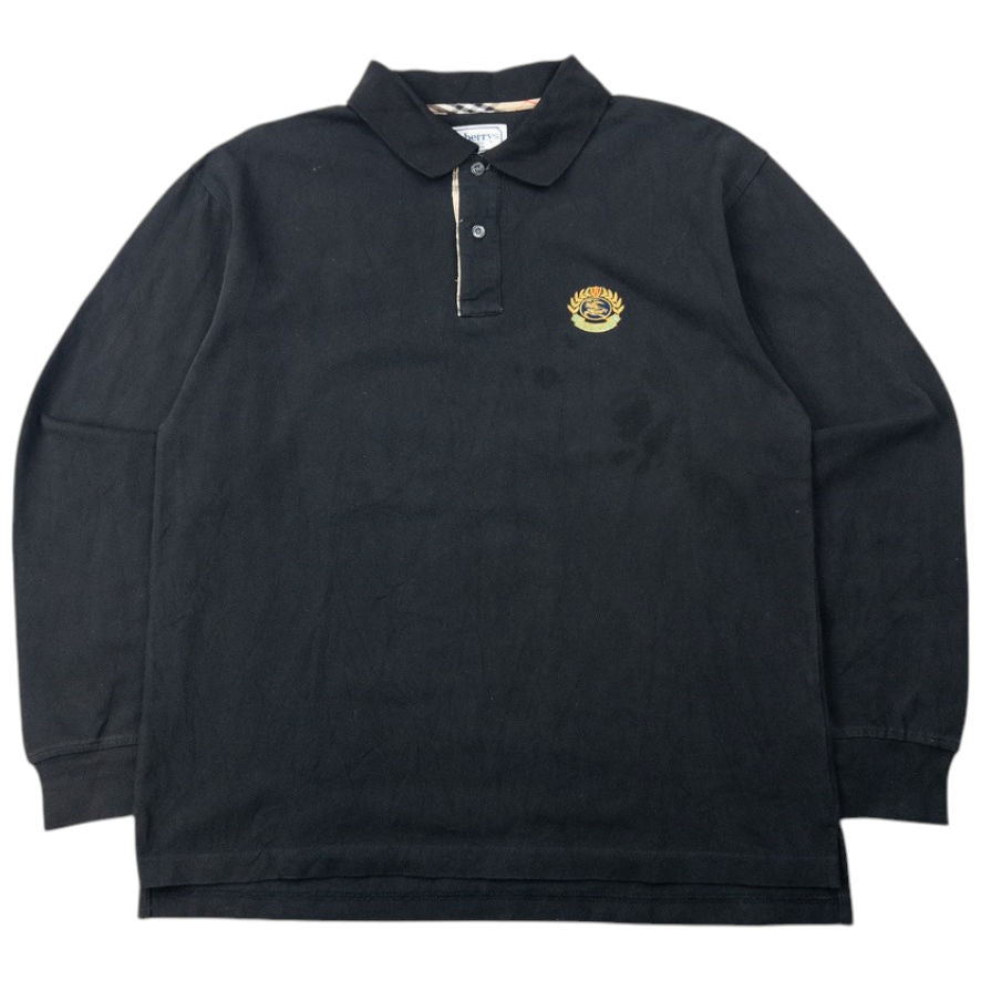 Vintage 90s Burberry Long Sleeve Polo Shirt Size S | Small, Black