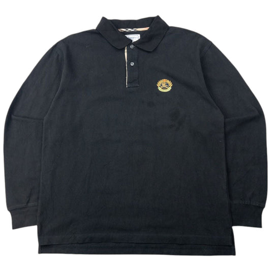 Vintage 90s Burberry Long Sleeve Polo Shirt Size S | Small, Black