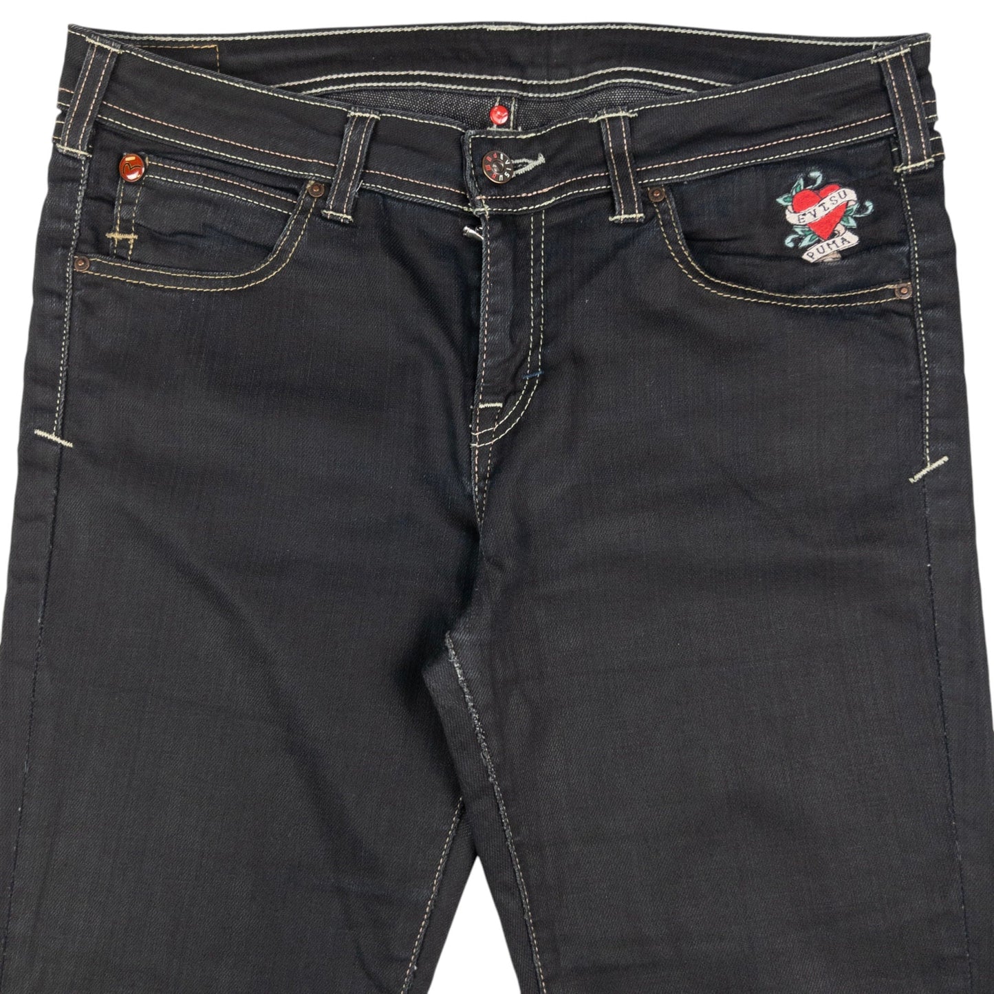 Vintage Puma X Evisu Double Gull Japanese Denim Jeans Size W35