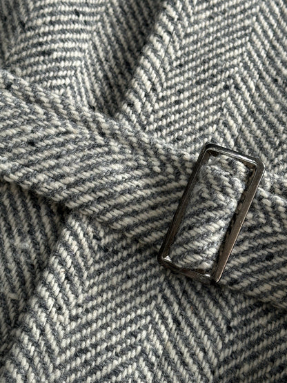 Valentino Pure Brushed Wool Herringbone Belted Coat - XL/XXL