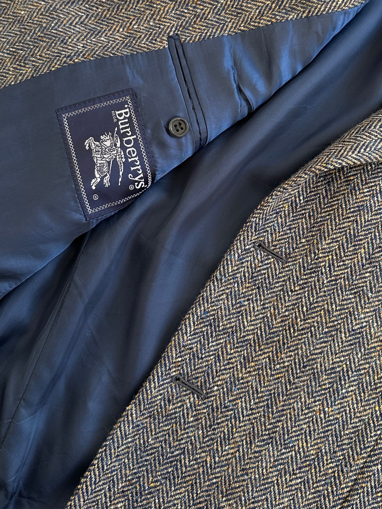 Burberry 1990s Herringbone Pure Wool Single Breasted Blazer - 42R/XL