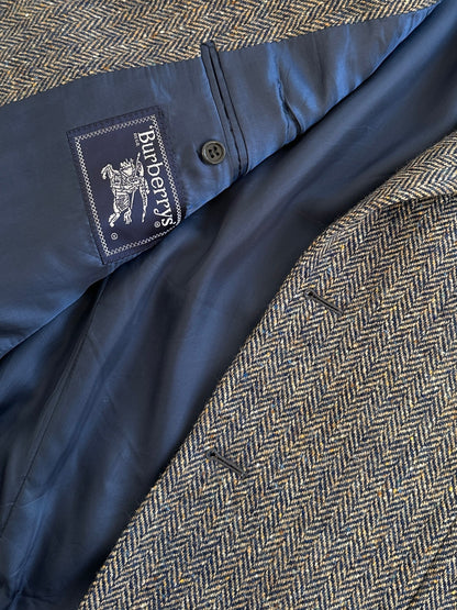 Burberry 1990s Herringbone Pure Wool Single Breasted Blazer - 42R/XL