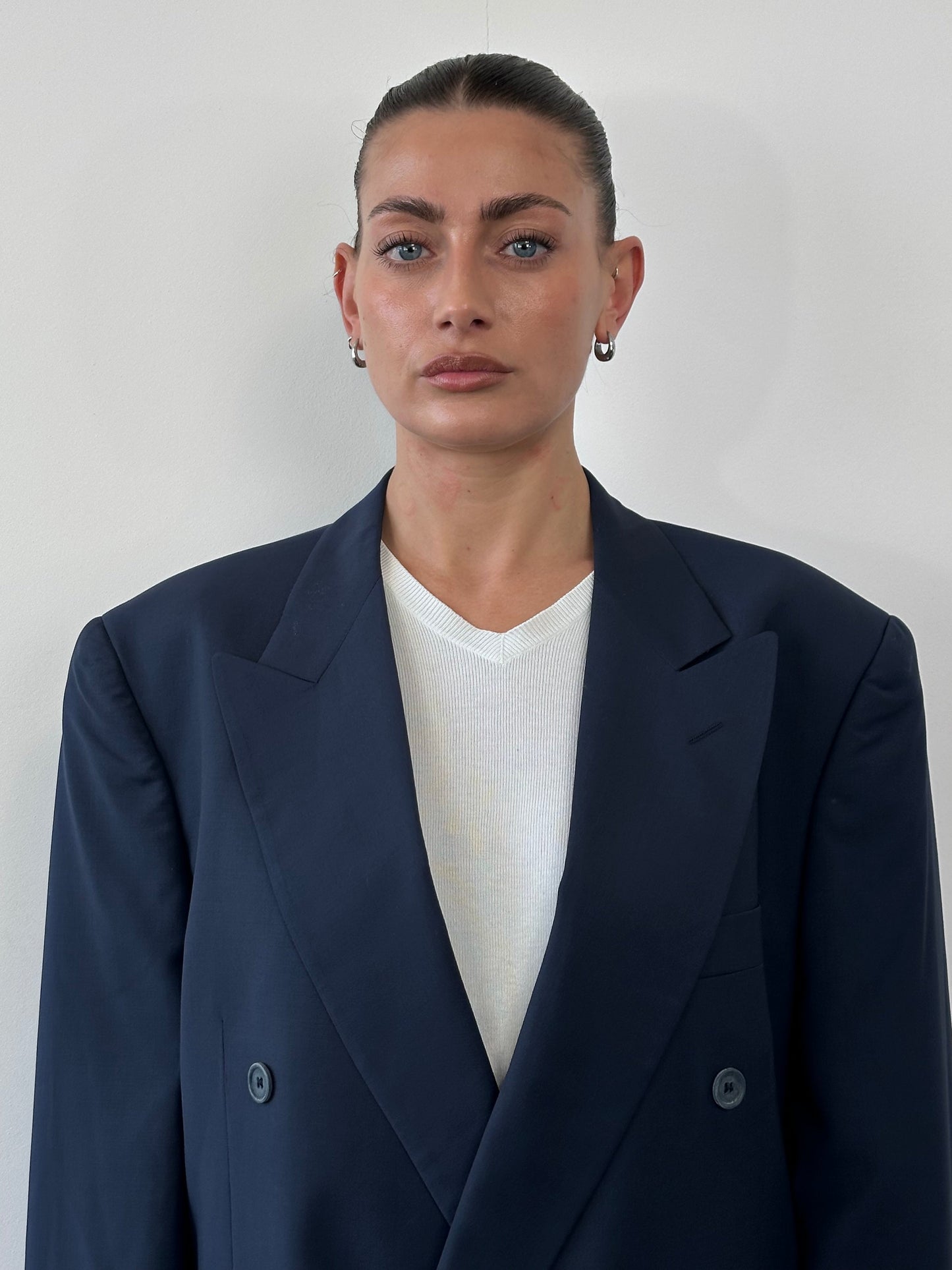 Italian Vintage 1990s Pure Tasmanian Wool Double Breasted Blazer - 42R/XL