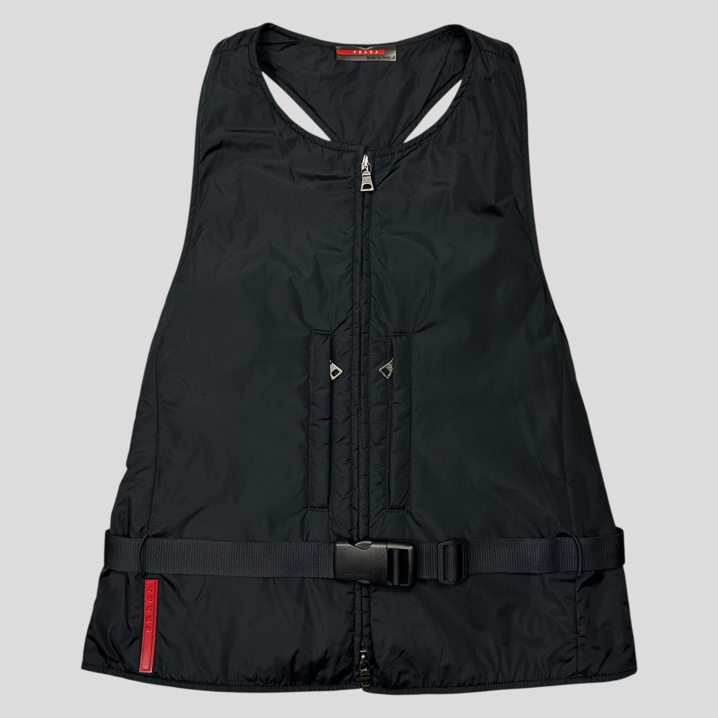 Prada Sport 1999 Padded Nylon 3M Technical Stash Vest - IT42 | O/S, Black