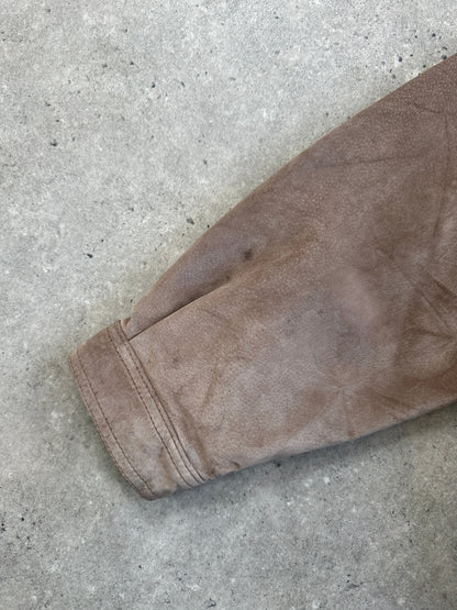 Vintage 1990s High Neck Suede Bomber Jacket - XL