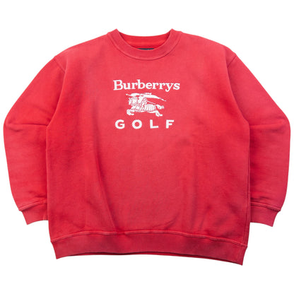 Vintage 90s Burberry Golf Embroidered Sweatshirt Womens Size M | Medium, Red