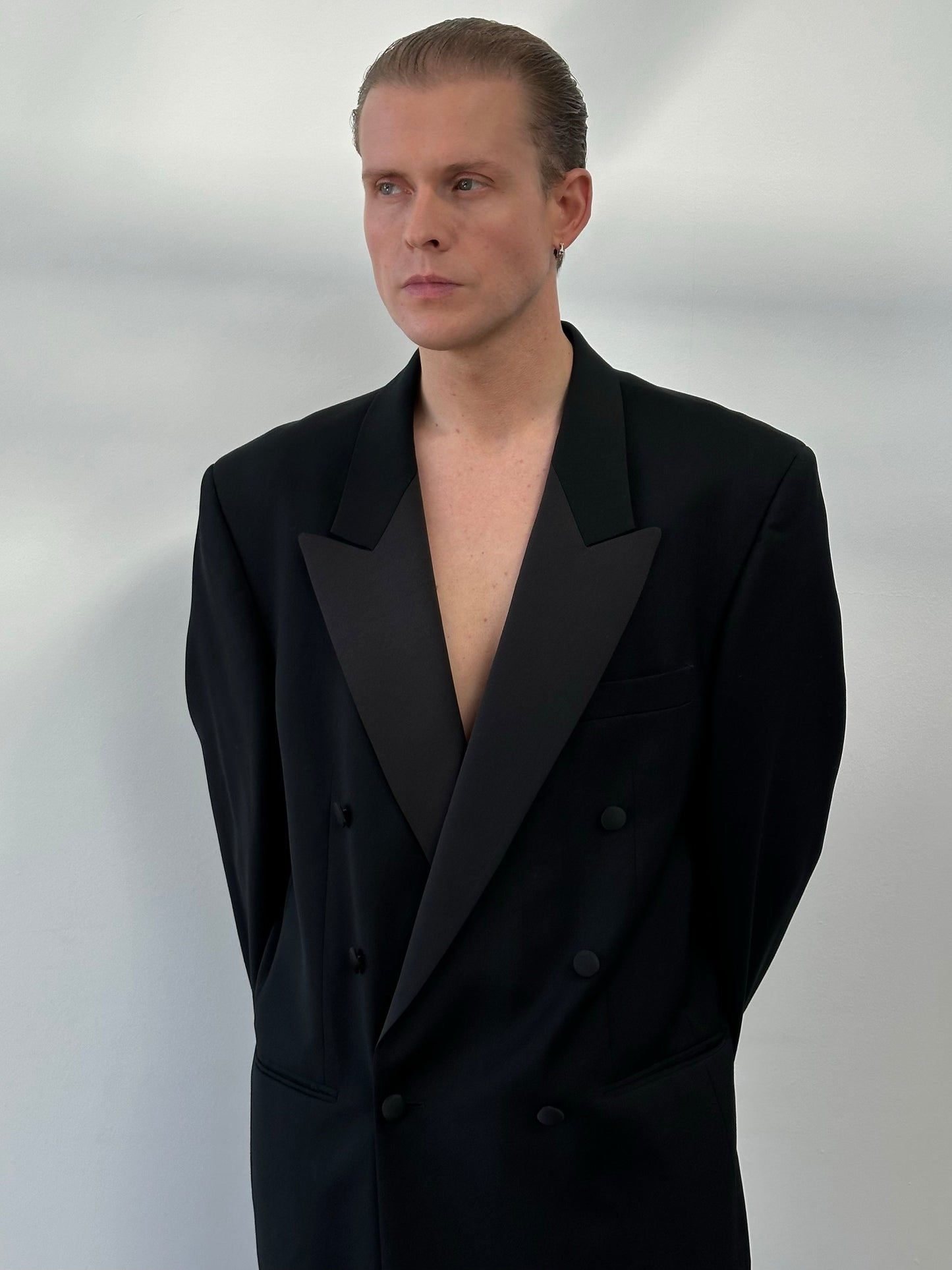 Pierre Cardin 1990s Wool Double Breasted Tuxedo Suit - 46R/W32