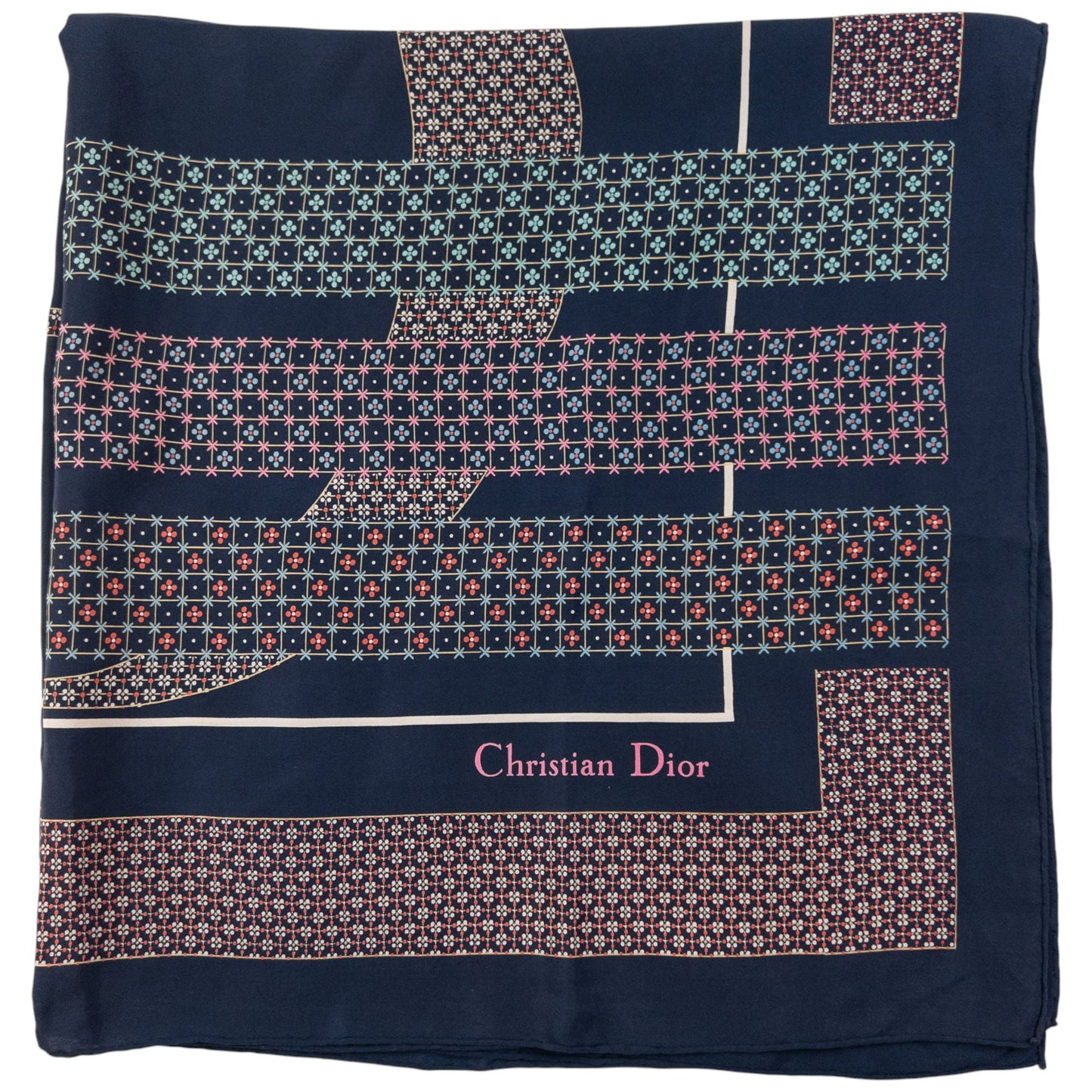 Vintage Dior Mosaic Pattern Silk Scarf