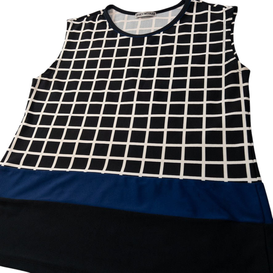 Vintage Issey Miyake Checkered Stretch Vest Top Womens Size S