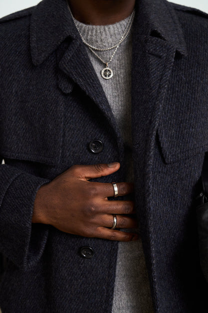 Vintage 1990s Pure Brushed Wool High Neck Belted Coat - XL