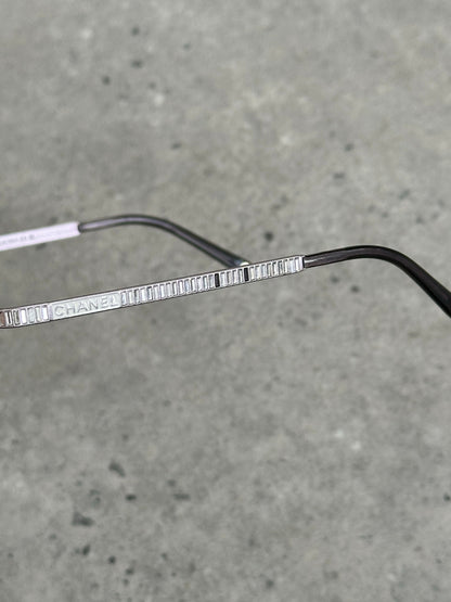 Chanel 2000s Rimless Crystal Bar Rectangle Sunglasses