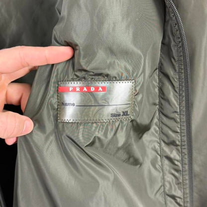 Prada Nylon Zip Hooded Jacket Khaki Green (XL) | Extra Large, Multicoloured