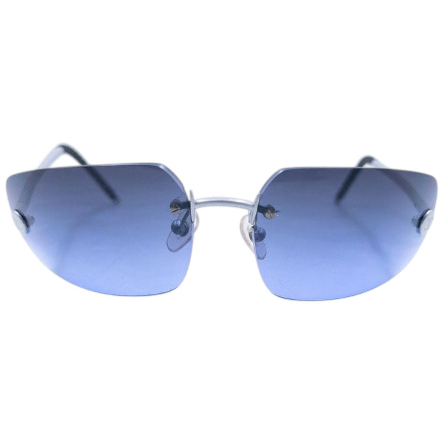Vintage 2000s Chanel Rimless Sunglasses | O/S, Blue