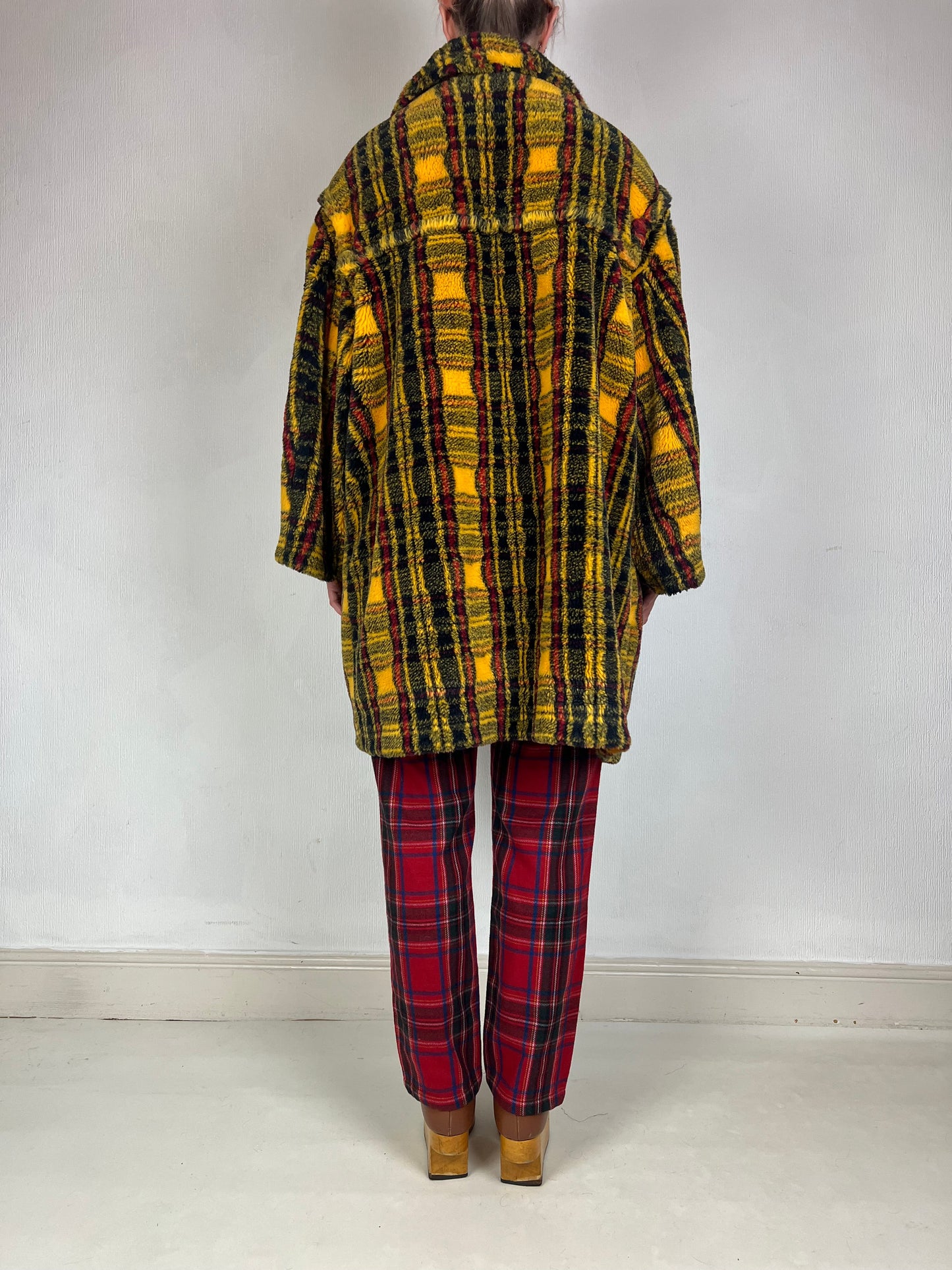 Junior Gaultier F/W 1994 tartan faux fur coat