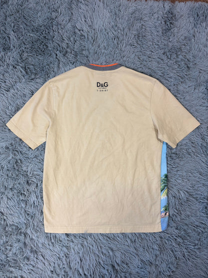 D&G 00’s Palm Tree Beach Graphic Ringer T-shirt - S | O/S, Multicoloured