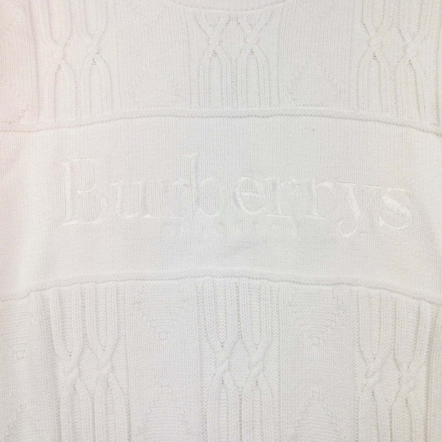 Vintage Burberry Embroidered Cable Knit Jumper Size S