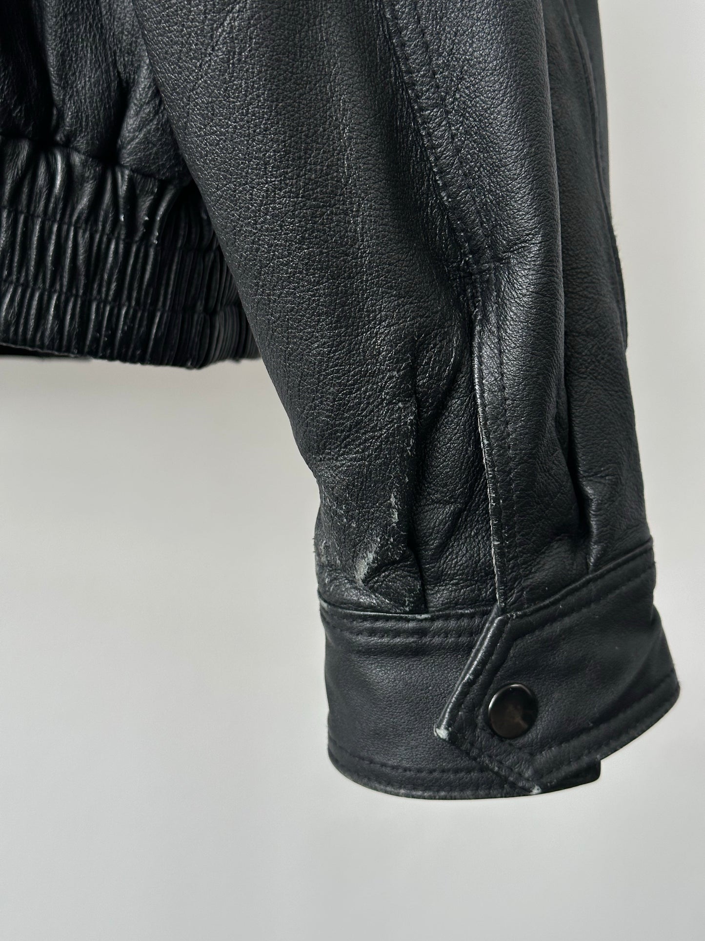 Vintage 1990s Boxy Leather Bomber Jacket - XL/XXL