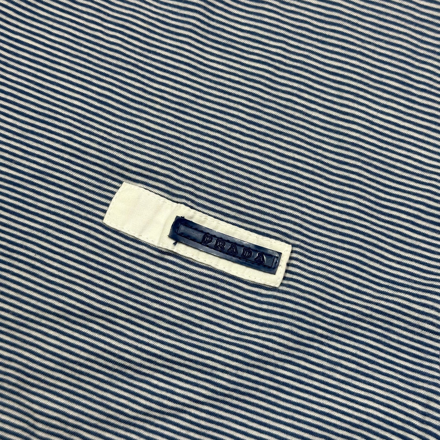 Prada Sport 2009 Blue Logo Tab Striped LS T-shirt - L