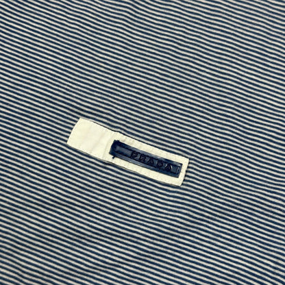 Prada Sport 2009 Blue Logo Tab Striped LS T-shirt - L