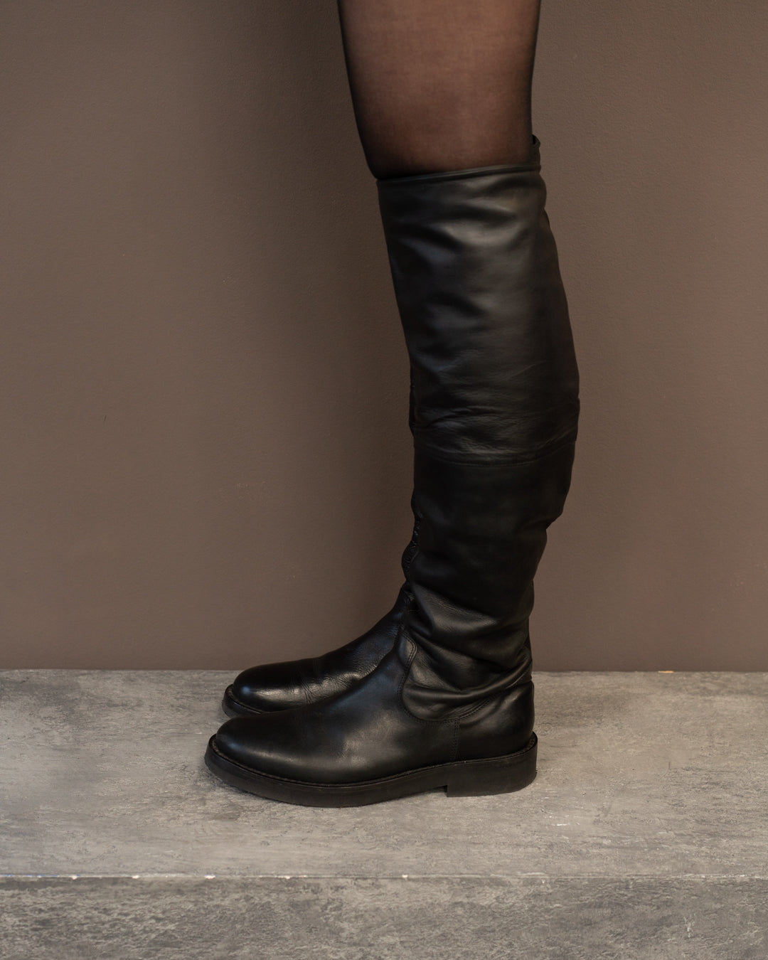 ANN DEMEULEMEESTER KNEE HIGH BOOTS (EU 39, FITS LIKE 40) | DEFAULT TITLE, Black