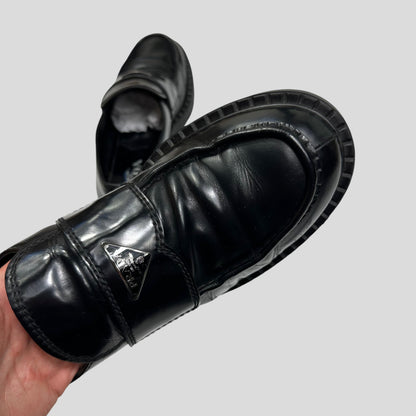 Prada Milano 2021 Black Brushed Leather Loafers - UK11/11.5