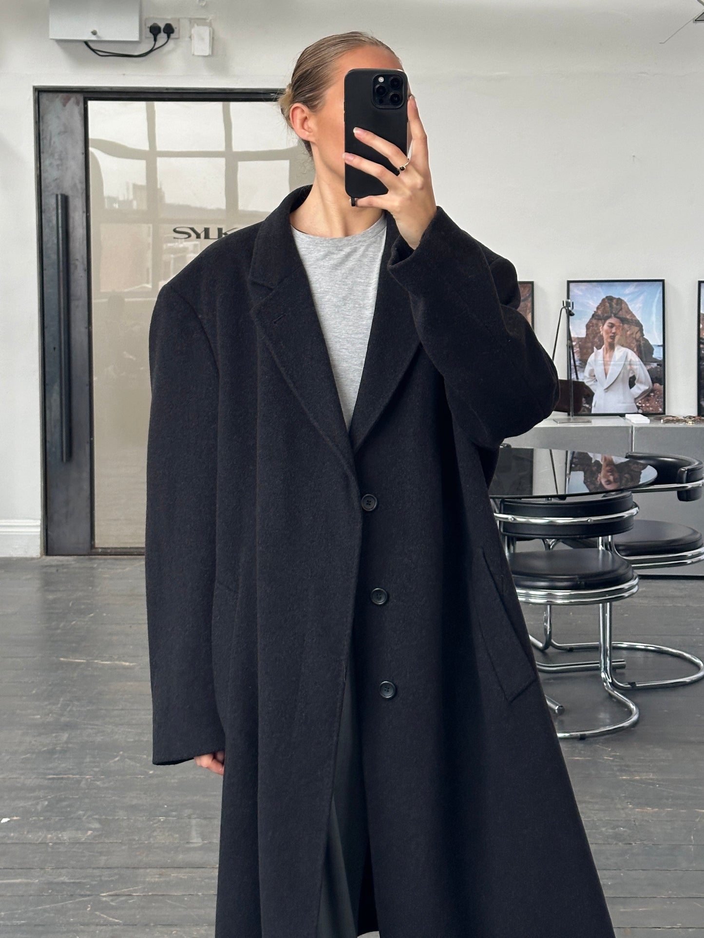 Vintage 1990s Cashmere Wool Concealed Placket Coat - XXL/XXXL