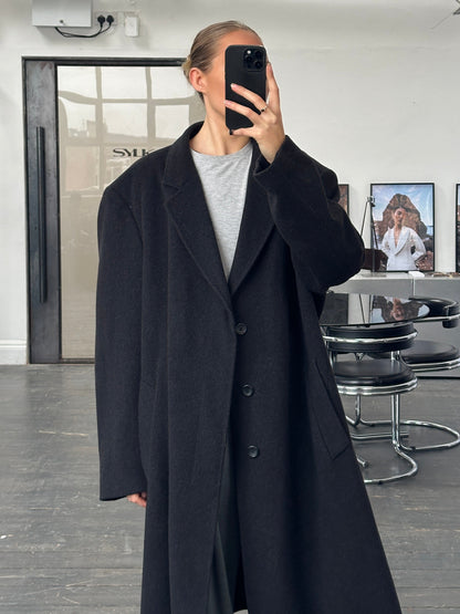 Vintage 1990s Cashmere Wool Concealed Placket Coat - XXL/XXXL