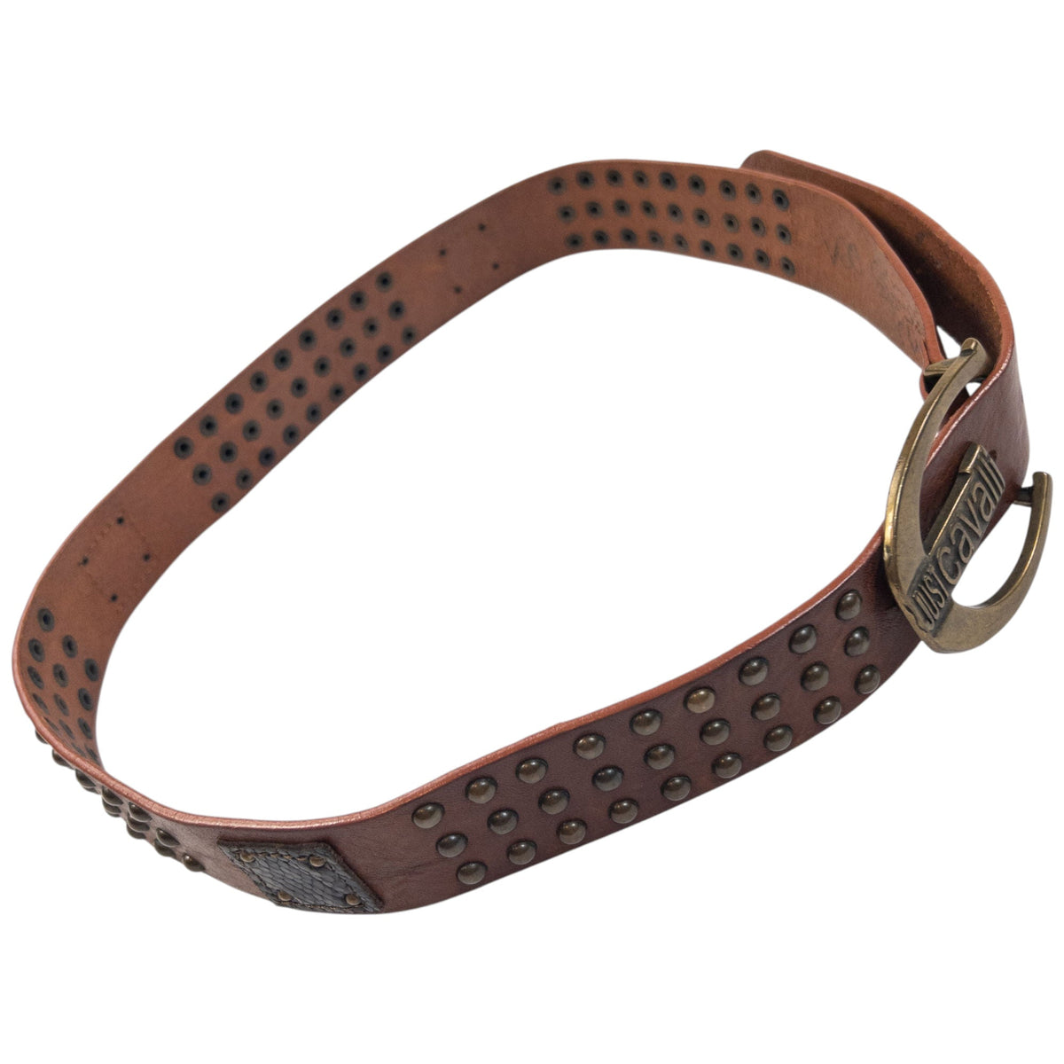 Vintage 2000s Roberto Cavalli Studded Leather Belt Size XL | O/S, Brown