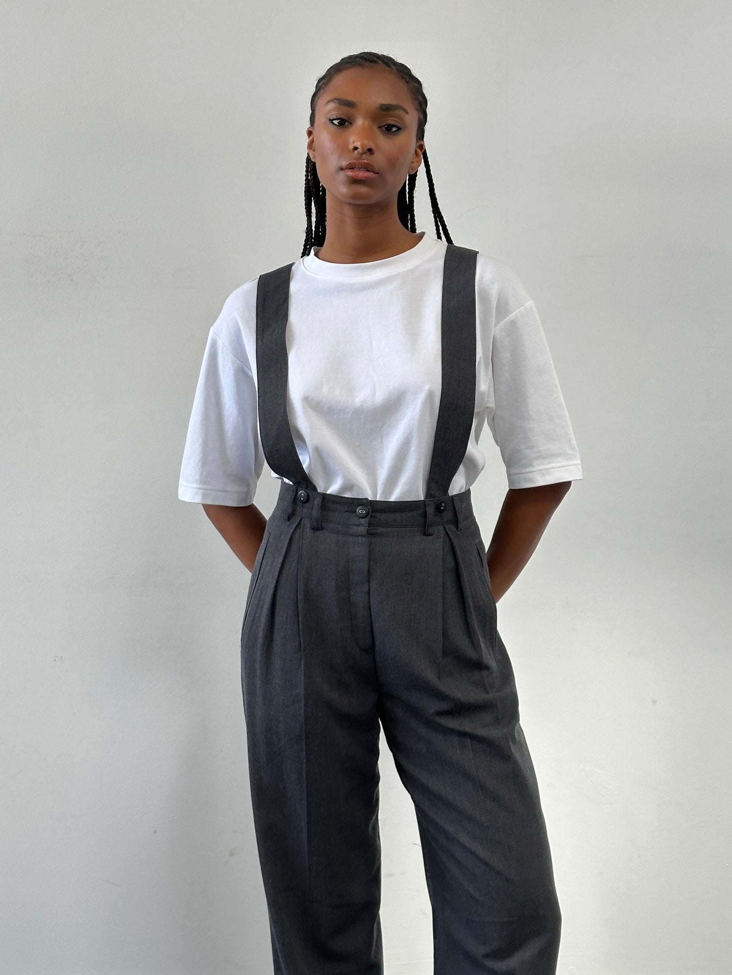 Vintage 1990s Pleated Detectable Braces Tailored Trousers - W26