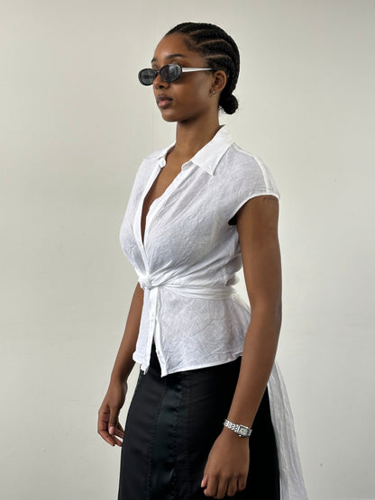 Max Mara 2000s Pure Linen Sleeveless Wrap Shirt - S/M