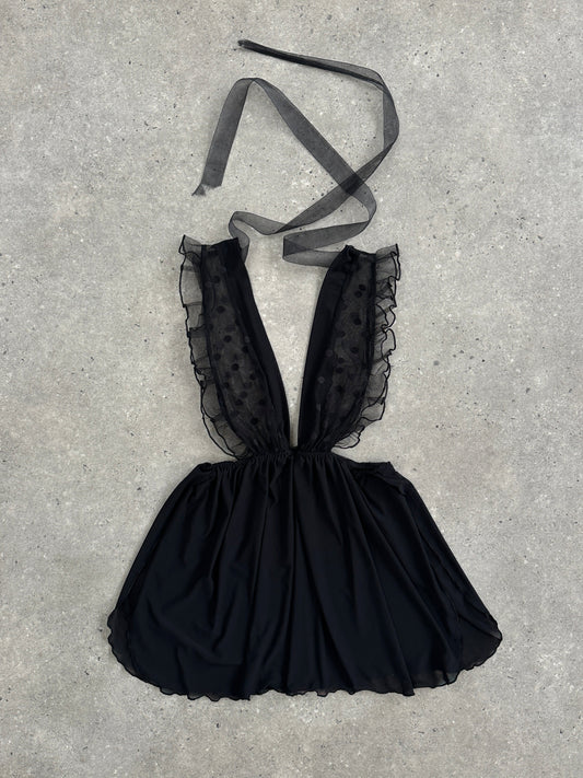 Vintage 2000s Lace Sheer Babydoll Satin Top - S/M