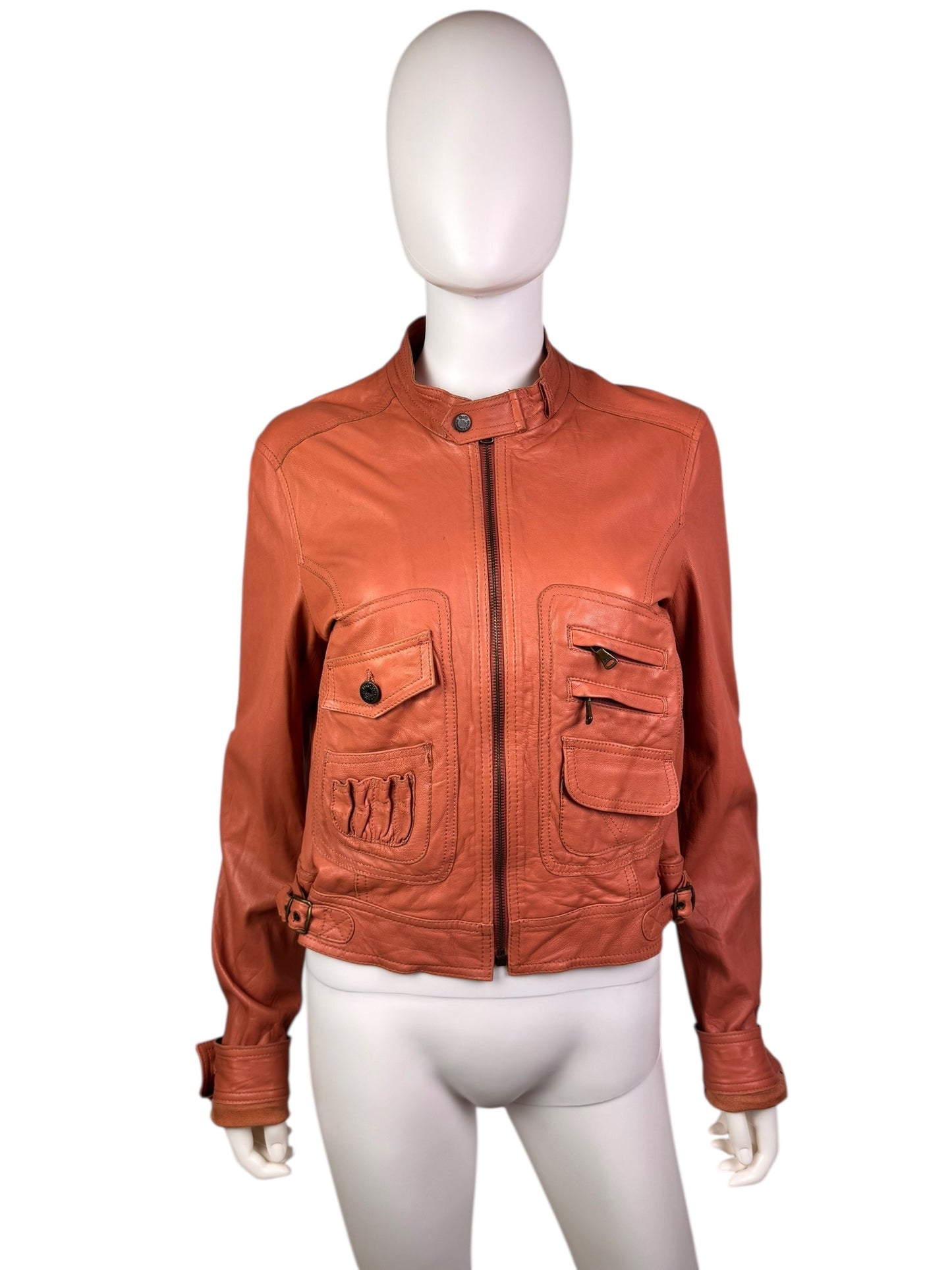 D&G 2000s salmon pink leather utility jacket | Salmon Pink, Salmon Pink