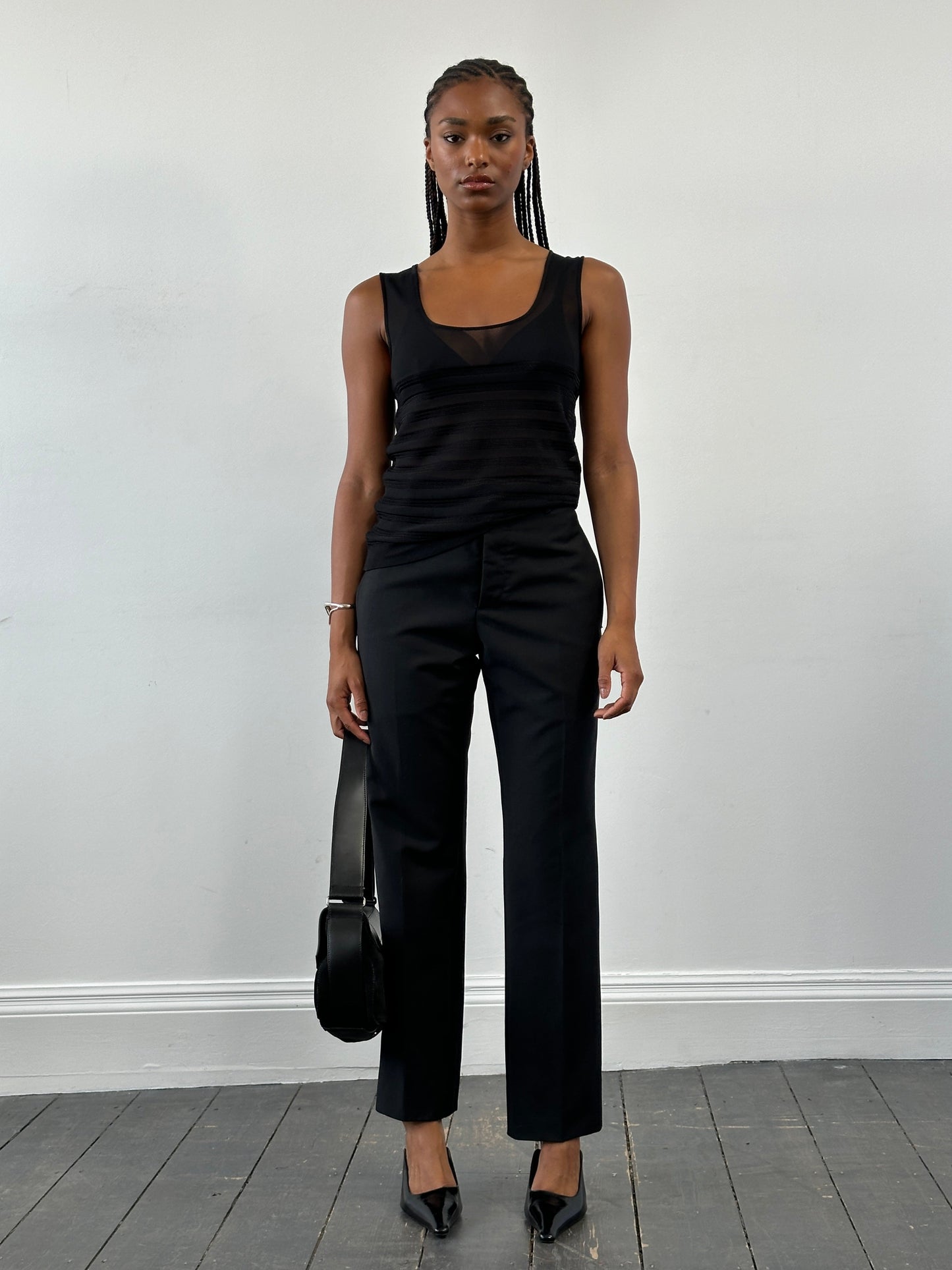 Giorgio Armani 2000s Sheer Ribbed Vest Top - M