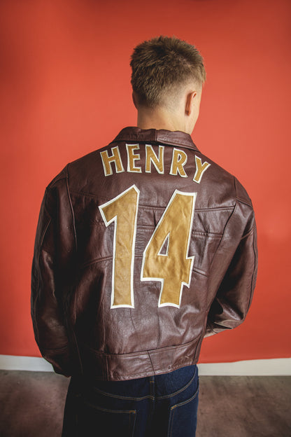 VT Rework : Custom Order - Asymetric Unisex Zip Up Leather Football Jacket | Brown