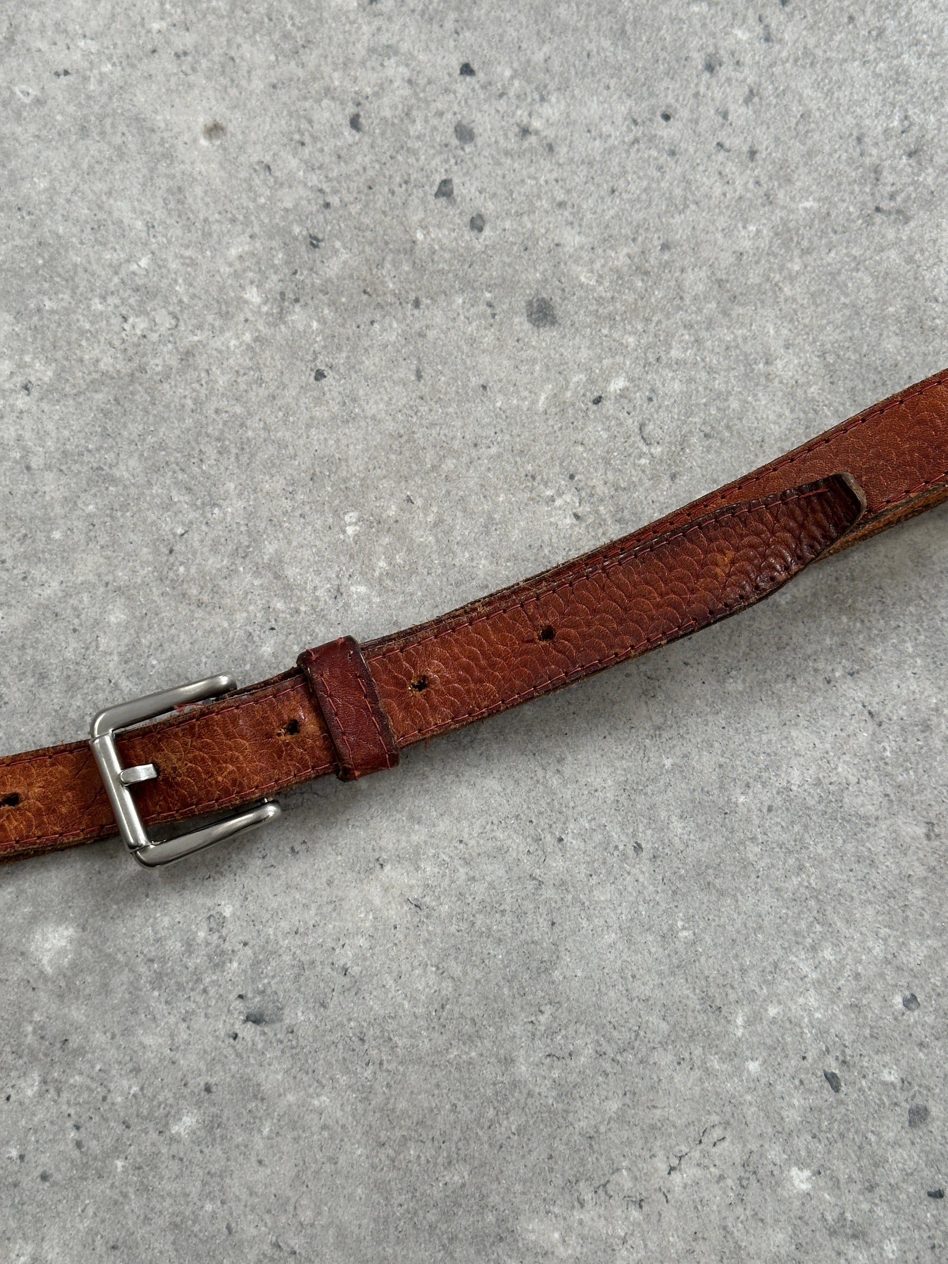 French Vintage 1990s Slim Leather Belt - W29-35
