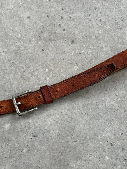 French Vintage 1990s Slim Leather Belt - W29-35