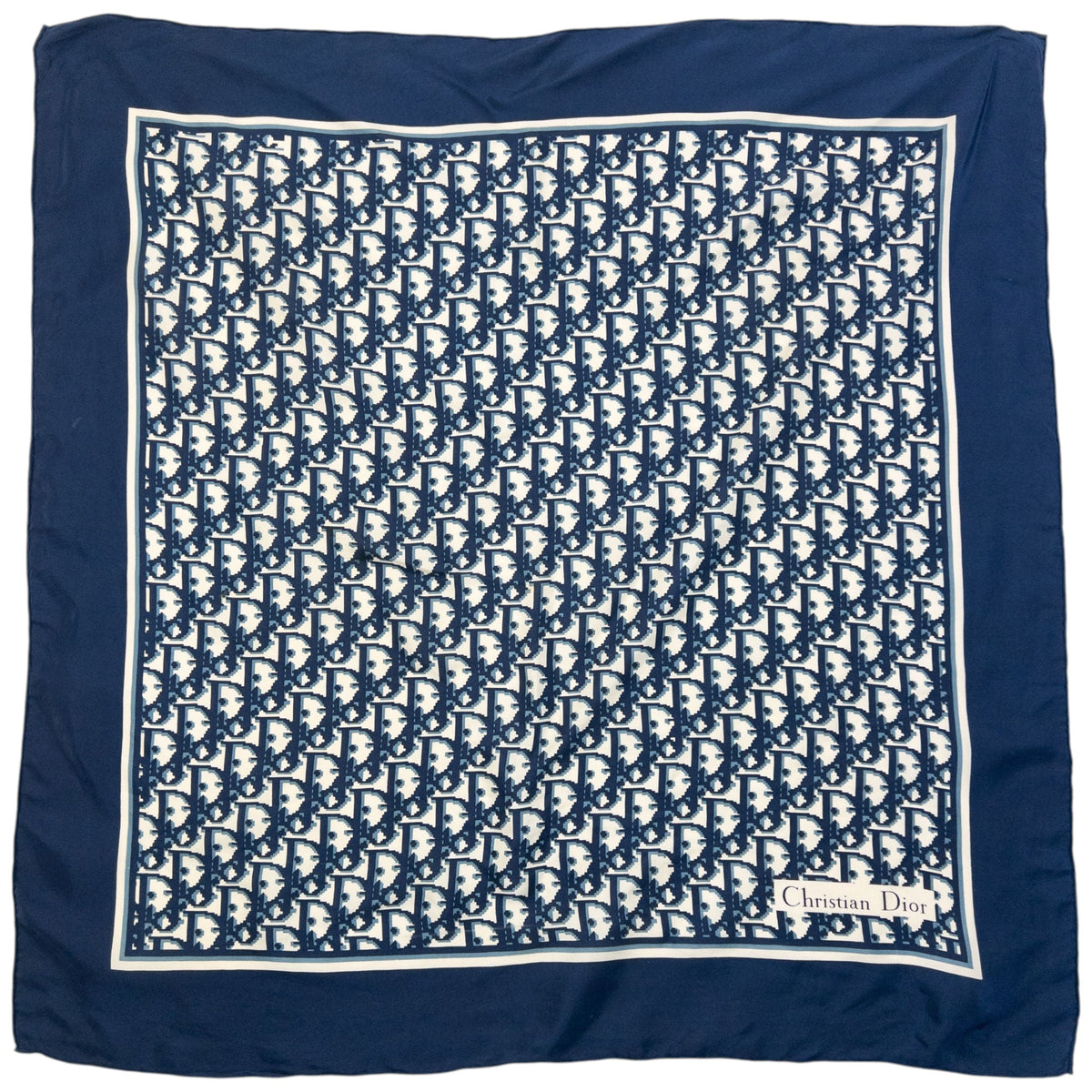 Vintage 2000s Dior Monogram Pixel Silk Scarf | O/S, Cream